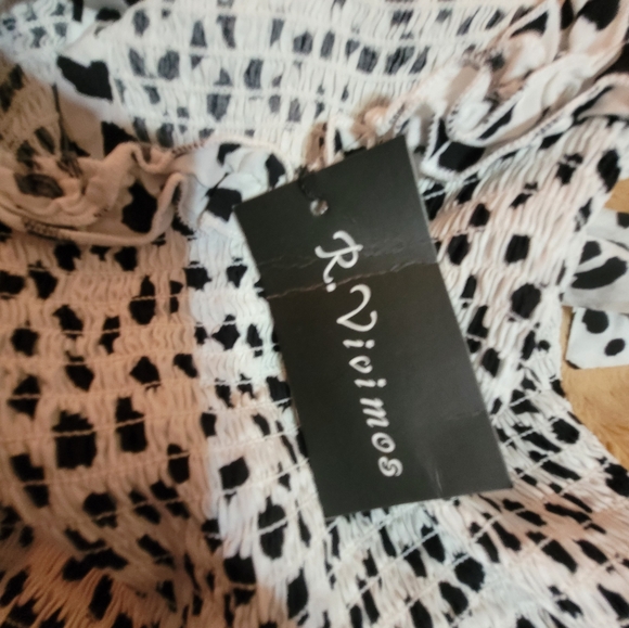 R.Vivimos NWT black/white polka dot maxi dress Size 4/6 - Picture 8 of 9